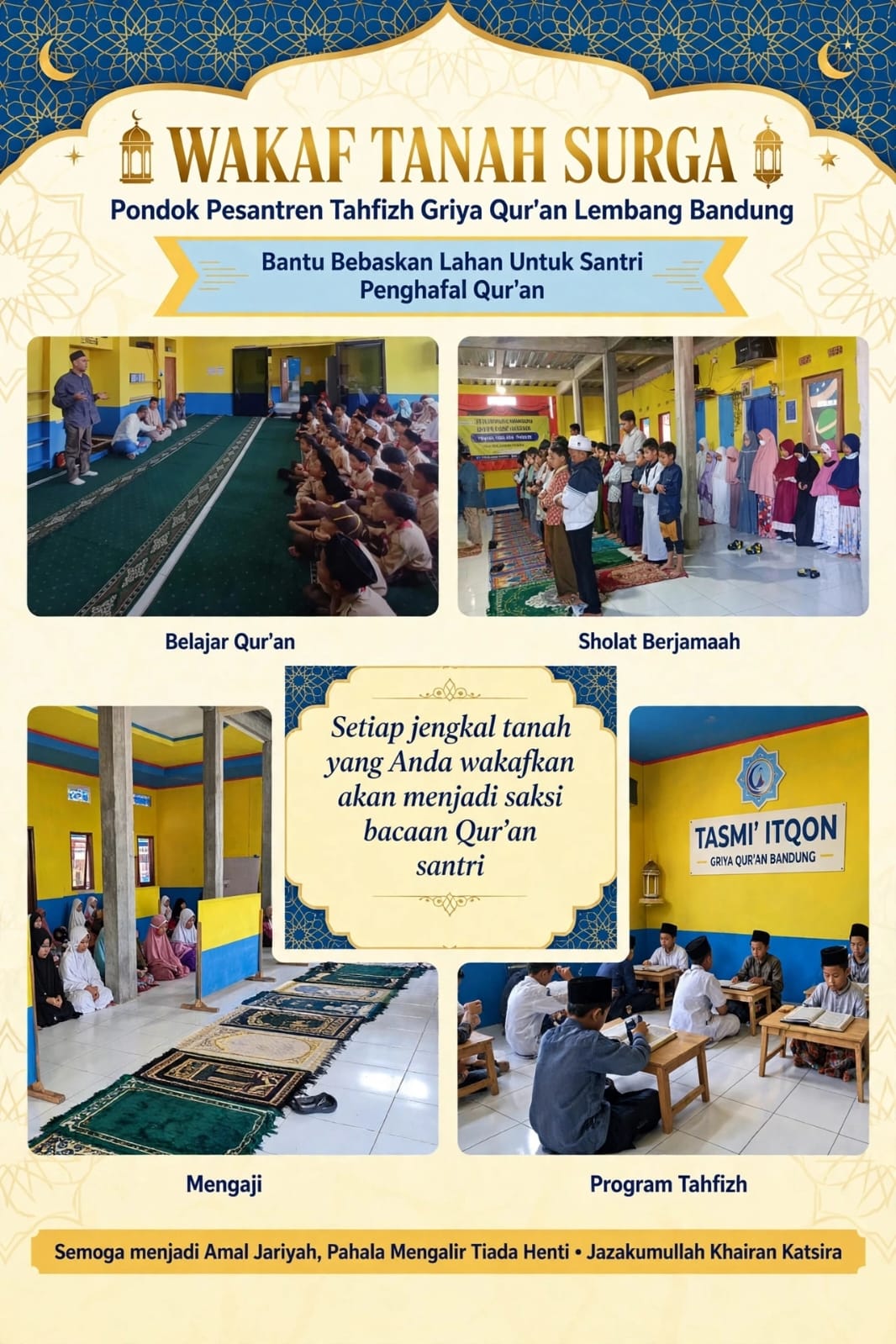 Poster Pembebasan Lahan Wakaf Ponpes Griya Qur,an